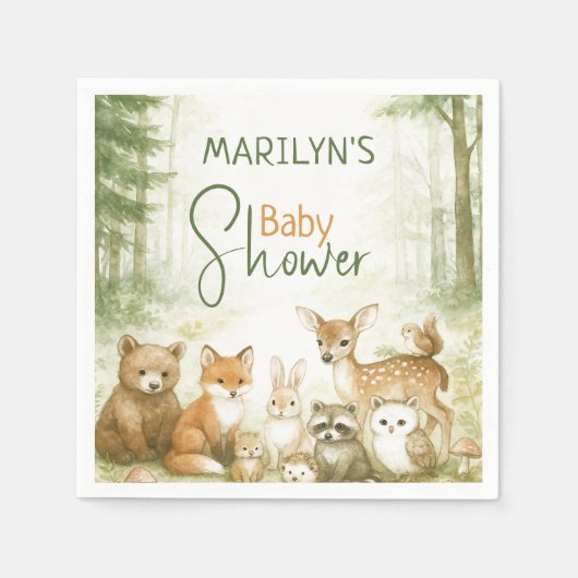 Baby Shower Cute Baby Animals Servet (Voorkant)