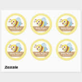 Baby Shower: Cute baby Bee met honingraatpatroon Ronde Sticker (Vel)