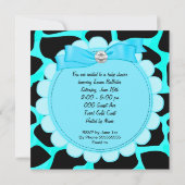 Baby shower Cute Baby Blue Leopard Pram Kaart (Achterkant)