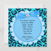 Baby shower Cute Baby Blue Leopard Pram Kaart (Achterkant)