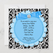 Baby shower Cute Baby Blue Pram Koe Kaart (Achterkant)