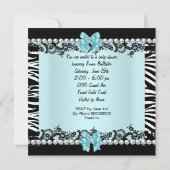 Baby shower Cute Baby Blue Zebra Lace Kaart (Achterkant)