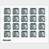 Baby shower Cute Baby Blue Zebra Lace Vierkante Sticker (Vel)