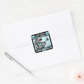 Baby shower Cute Baby Blue Zebra Lace Vierkante Sticker (Envelop)