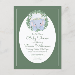 Baby Shower Cute Baby Elephant Invitation Postca Briefkaart