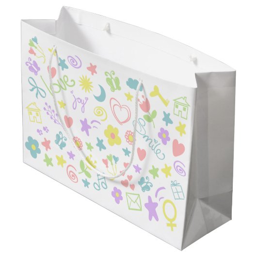 Baby shower Cute Baby Girl Gift Bag Large Cadeautasje (Achterkant Gekanteld)