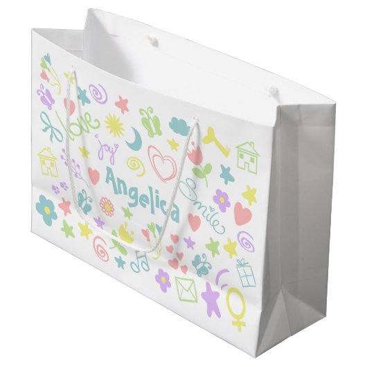 Baby shower Cute Baby Girl Gift Bag Large Cadeautasje (Voorkant Gekanteld)