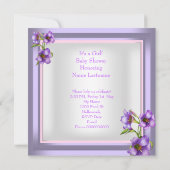 Baby shower Cute Baby Girl Paarse Floral Kaart (Achterkant)
