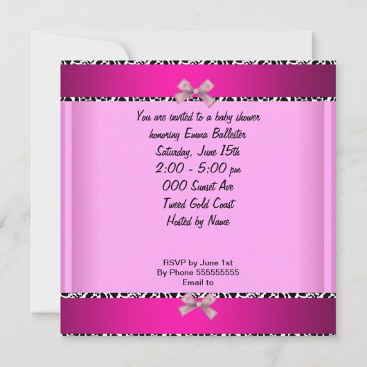 Baby shower Cute Baby Girl Pink Koe Afdrukken Kaart (Achterkant)