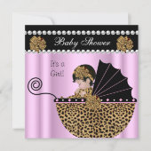 Baby shower Cute Baby Girl Pink Leopard Bow Kaart (Voorkant)