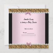 Baby shower Cute Baby Girl Pink Leopard Bow Kaart (Achterkant)
