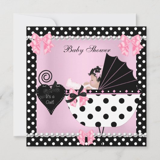 Baby shower Cute Baby Girl Pink Polka dots Kaart (Voorkant)