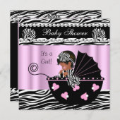 Baby shower Cute Baby Girl Pink Zebra Bow Kaart (Voorkant / Achterkant)