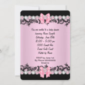 Baby shower Cute Baby Girl Pink Zebra Pearls Kaart (Achterkant)