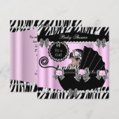 Baby shower Cute Baby Girl Pink Zebra Pram Kaart (Voorkant / Achterkant)
