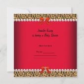 Baby shower Cute Baby Girl Red Leopard Bow Kaart (Achterkant)