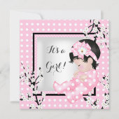 Baby shower Cute Baby Girl Roze bloespot C Kaart (Voorkant)