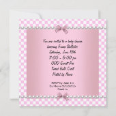 Baby shower Cute Baby Girl Roze Check Pram Kaart (Achterkant)