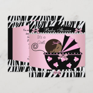 Baby shower Cute Baby Girl Roze Zebra Afdrukken Kaart