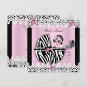 Baby shower Cute Baby Girl Roze Zebra Lace a Kaart (Voorkant / Achterkant)