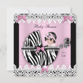 Baby shower Cute Baby Girl Roze Zebra Lace a Kaart (Voorkant)