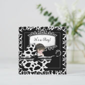 Baby shower Cute Baby Koe Black White Kaart (Staand voorkant)