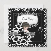 Baby shower Cute Baby Koe Black White Kaart (Voorkant)