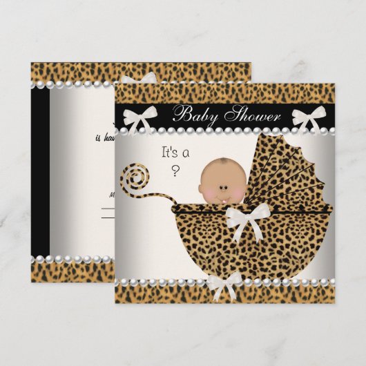 Baby shower Cute Baby Leopard geslacht 2 Kaart (Voorkant / Achterkant)