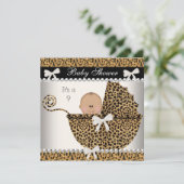 Baby shower Cute Baby Leopard geslacht 2 Kaart (Staand voorkant)