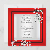 Baby shower Cute Baby Red Blossom C Kaart (Achterkant)