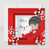 Baby shower Cute Baby Red Blossom C Kaart (Voorkant)