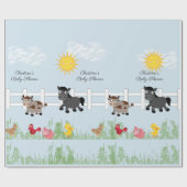 Baby shower Cute Boerderij, BlueCustom Cadeaupapier (Vlak)