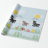 Baby shower Cute Boerderij, BlueCustom Cadeaupapier (Uitgerold)