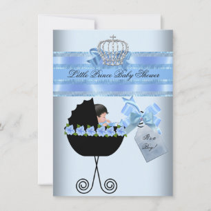Baby shower Cute Boy Blue Little Prince Floral Kaart