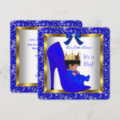 Baby shower Cute Boy Prince Royal Blue Shoe 2 Kaart (Voorkant / Achterkant)