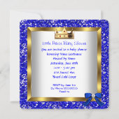Baby shower Cute Boy Prince Royal Blue Shoe 2 Kaart (Achterkant)