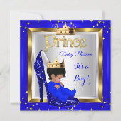 Baby shower Cute Boy Prince Royal Blue Shoe C2 Kaart (Voorkant)