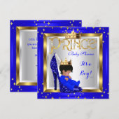 Baby shower Cute Boy Prince Royal Blue Shoe D2 Kaart (Voorkant / Achterkant)