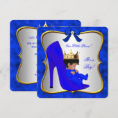 Baby shower Cute Boy Prince Royal Blue Shoe Kaart (Voorkant / Achterkant)