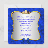 Baby shower Cute Boy Prince Royal Blue Shoe Kaart (Achterkant)