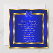 Baby shower Cute Boy Royal Blue Shoe Leopard Kaart (Achterkant)