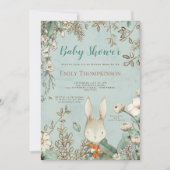  Baby shower Cute Bunny Wild Flowers Boy Kaart (Voorkant)