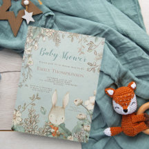  Baby shower Cute Bunny Wild Flowers Boy