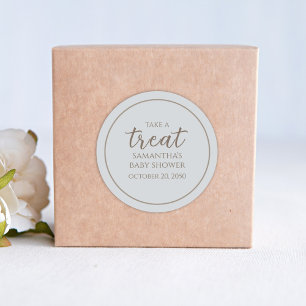 Baby shower Cute Calligraphy Script  Blue Ronde Sticker