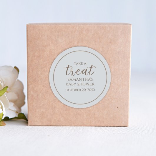 Baby shower Cute Calligraphy Script  Blue Ronde Sticker