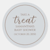 Baby shower Cute Calligraphy Script  Blue Ronde Sticker (Voorkant)