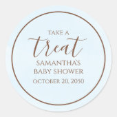 Baby shower Cute Calligraphy Script Blue Treat Ronde Sticker (Voorkant)