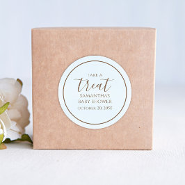 Baby shower Cute Calligraphy Script Blue Treat Ronde Sticker