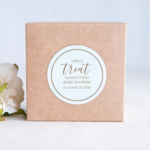 Baby shower Cute Calligraphy Script Blue Treat Ronde Sticker