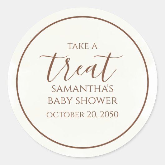 Baby shower Cute Calligraphy Script Cream Treat Ronde Sticker (Voorkant)